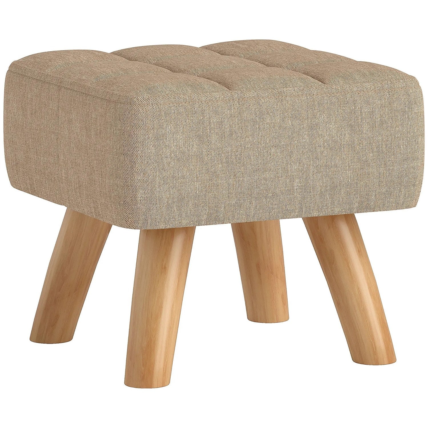 Pouf repose pied capitonné vu de trois quarts sur fond clair
