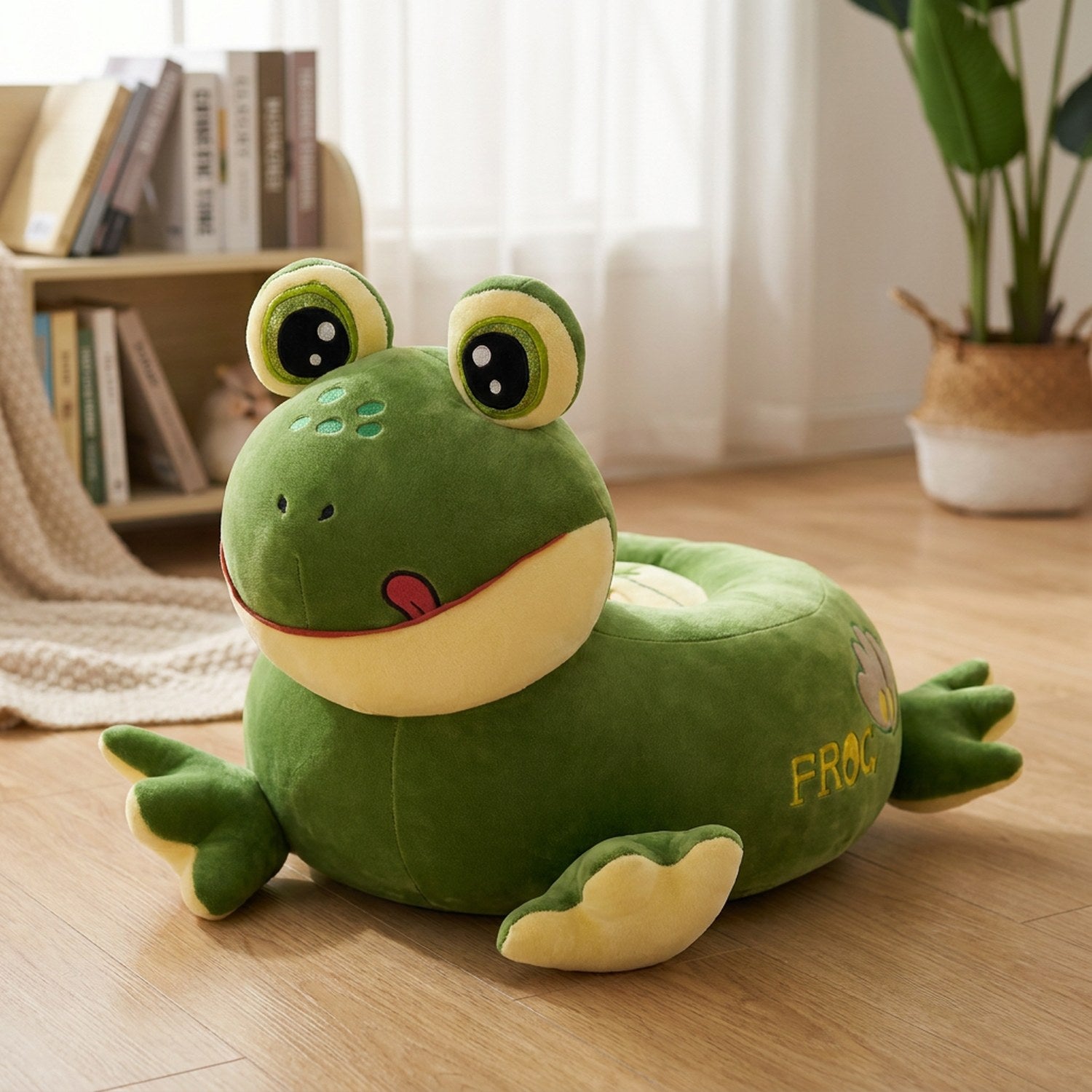 Pouf enfant en velours forme grenouille