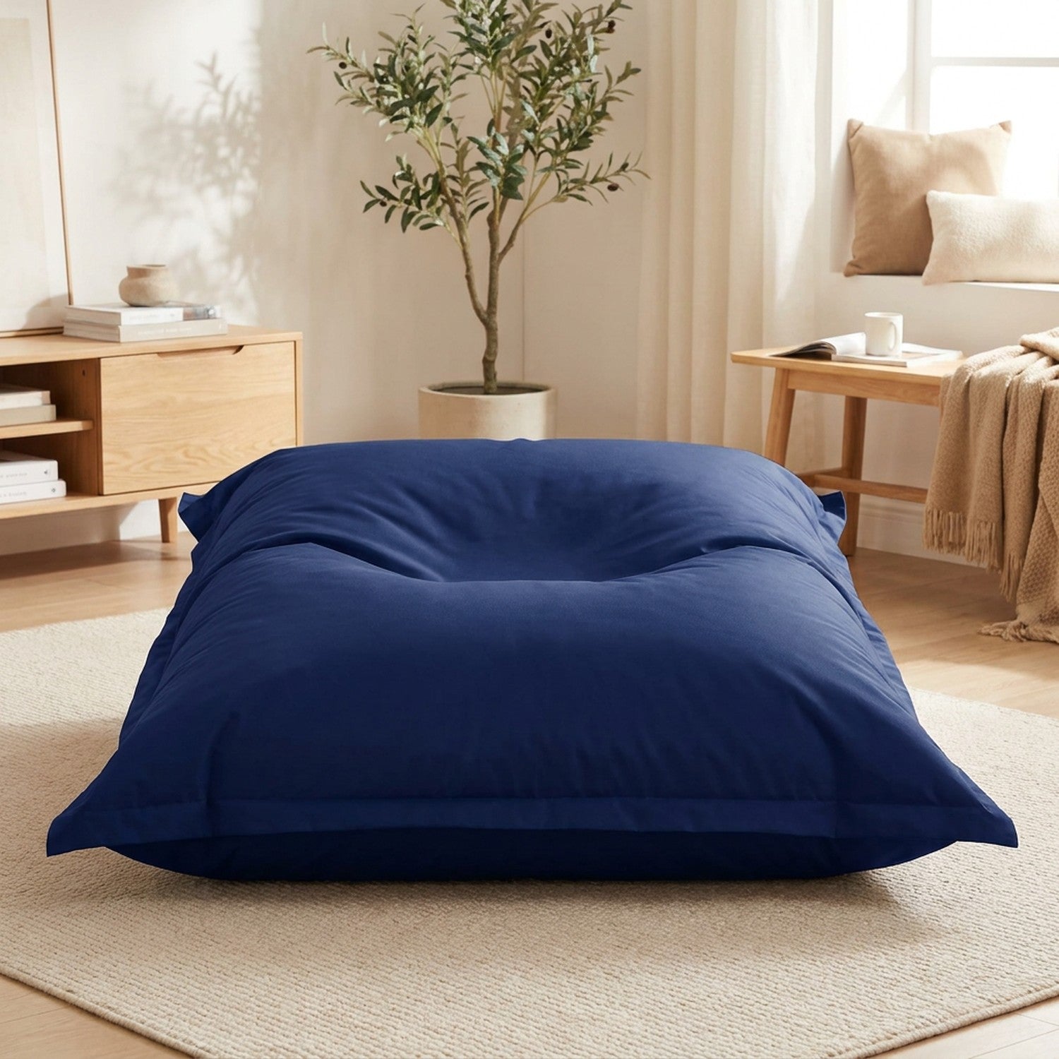Housse de pouf géant coussin de sol imperméable bleu marine