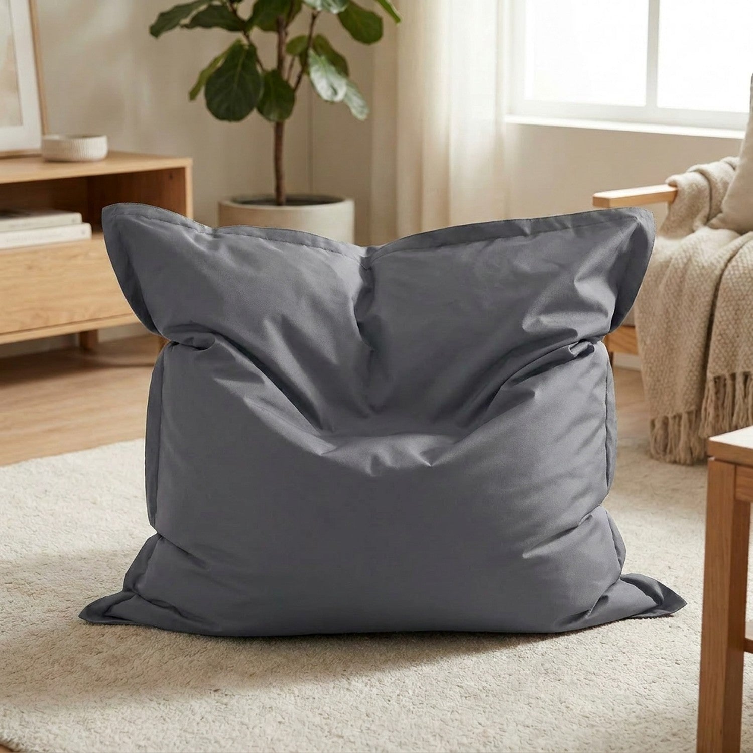Housse de pouf géant coussin de sol imperméable gris