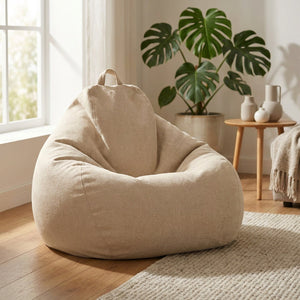Pouf geant coton lin en forme de poire coloris Beige