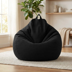 Pouf geant coton lin en forme de poire coloris Noir