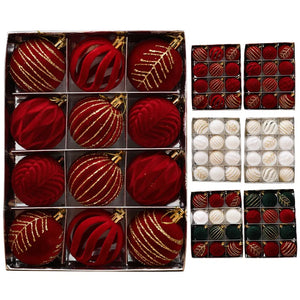 Boules de Noël classiques 6cm diamètre finition lisse coloris rouge vert blanc