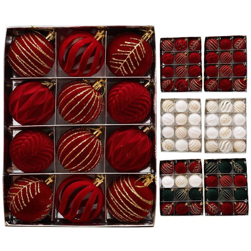 Boules de Noël classiques 6cm diamètre finition lisse coloris rouge vert blanc