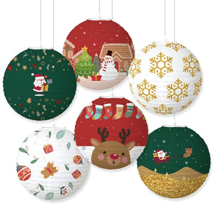6 motifs de lanternes de Noël en papier sur fond blanc
