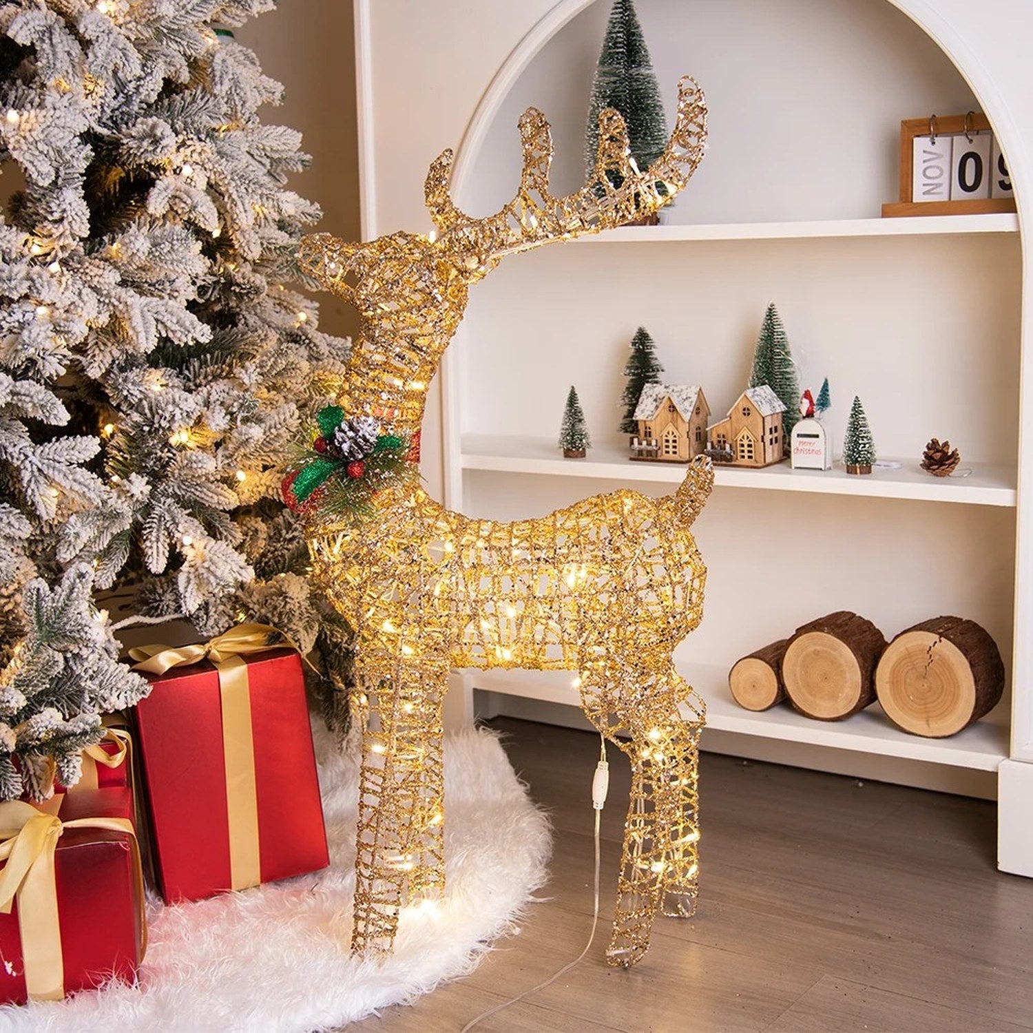 Renne de Noël lumineux en fil de métal – vue 7