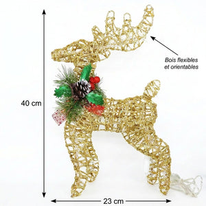 Dimensions renne de Noël doré 40 cm – H=40cm, L=23cm