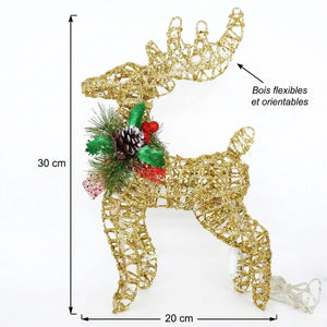 Dimensions renne de Noël doré 30 cm – H=30cm, L=20cm