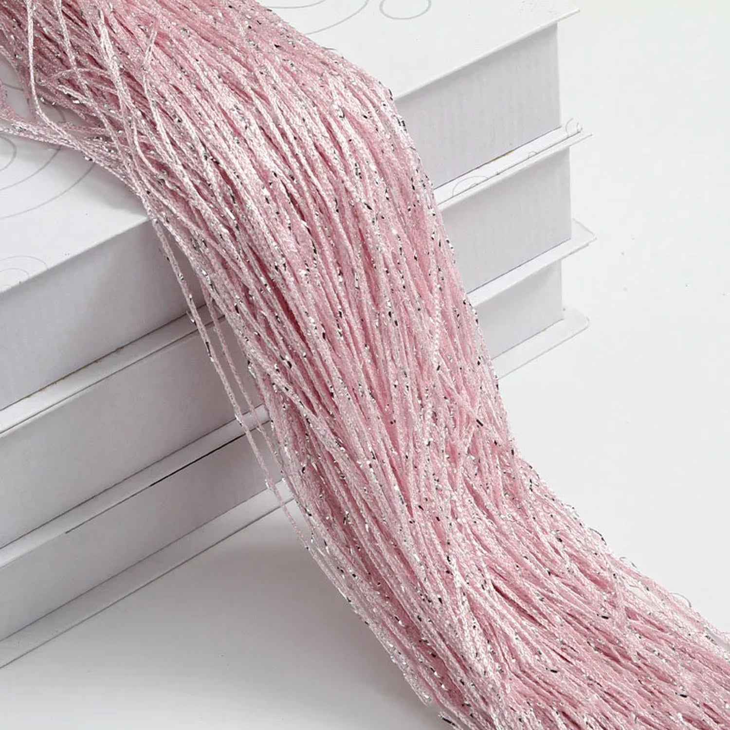 Rideau de fils à paillettes coloris Rose