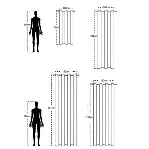 Schéma des dimensions disponibles du rideau occultant en centimètres
