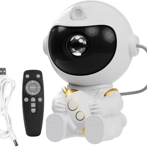 Lampe astronaute finition dorée avec télécommande et câble USB fournis