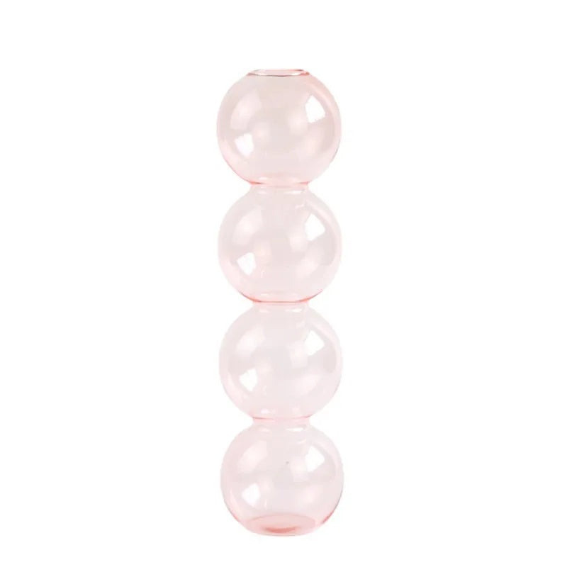 Vase en verre rose L style nordique fond blanc