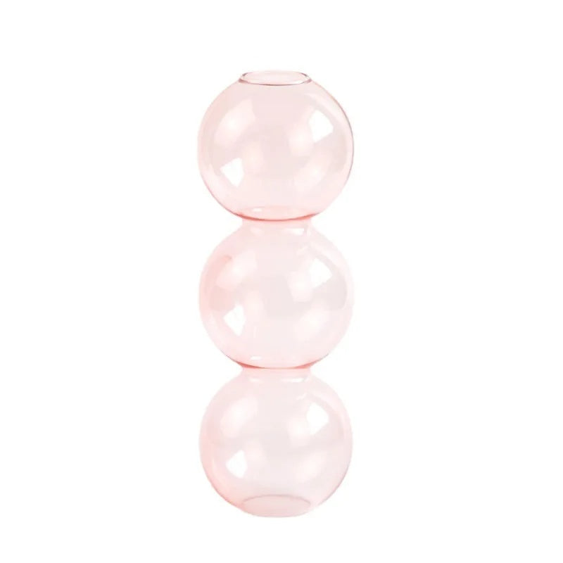 Vase en verre rose S style nordique fond blanc