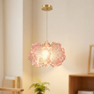 Suspension fleur en acrylique rose à une lumière allumée