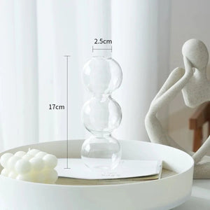 Dimensions du petit vase S en verre à bulles 17 cm de hauteur ouverture 2,5 cm