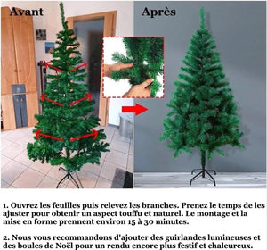 Instructions de montage du sapin de Noël artificiel avec résultat avant et après