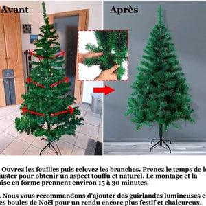 Instructions de montage du sapin de Noël artificiel avec résultat avant et après