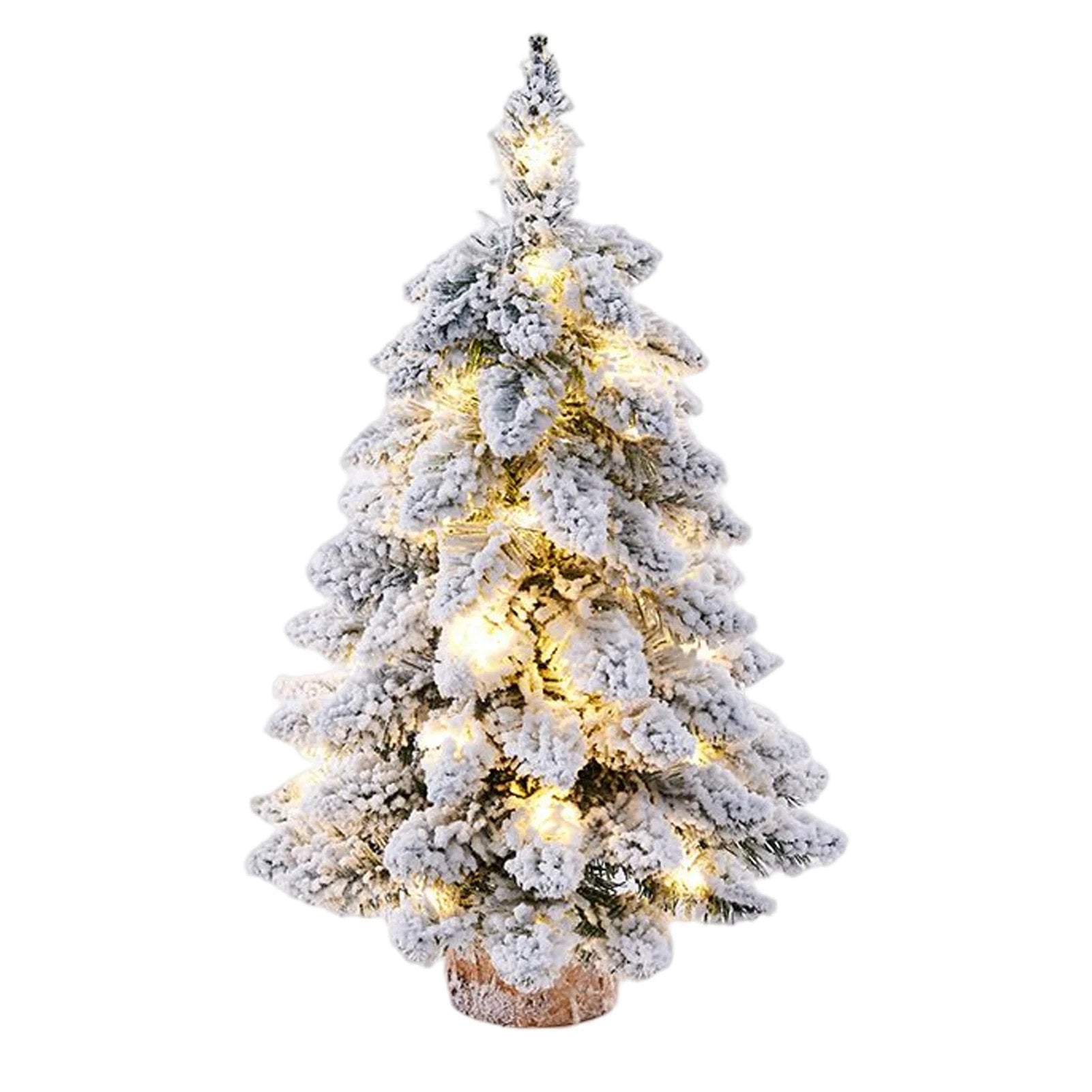 Sapin de Noël 45cm avec lumières LED allumées sur fond blanc