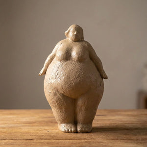 Sculpture Libre corps féminin abstrait résine beige 27cm pose debout