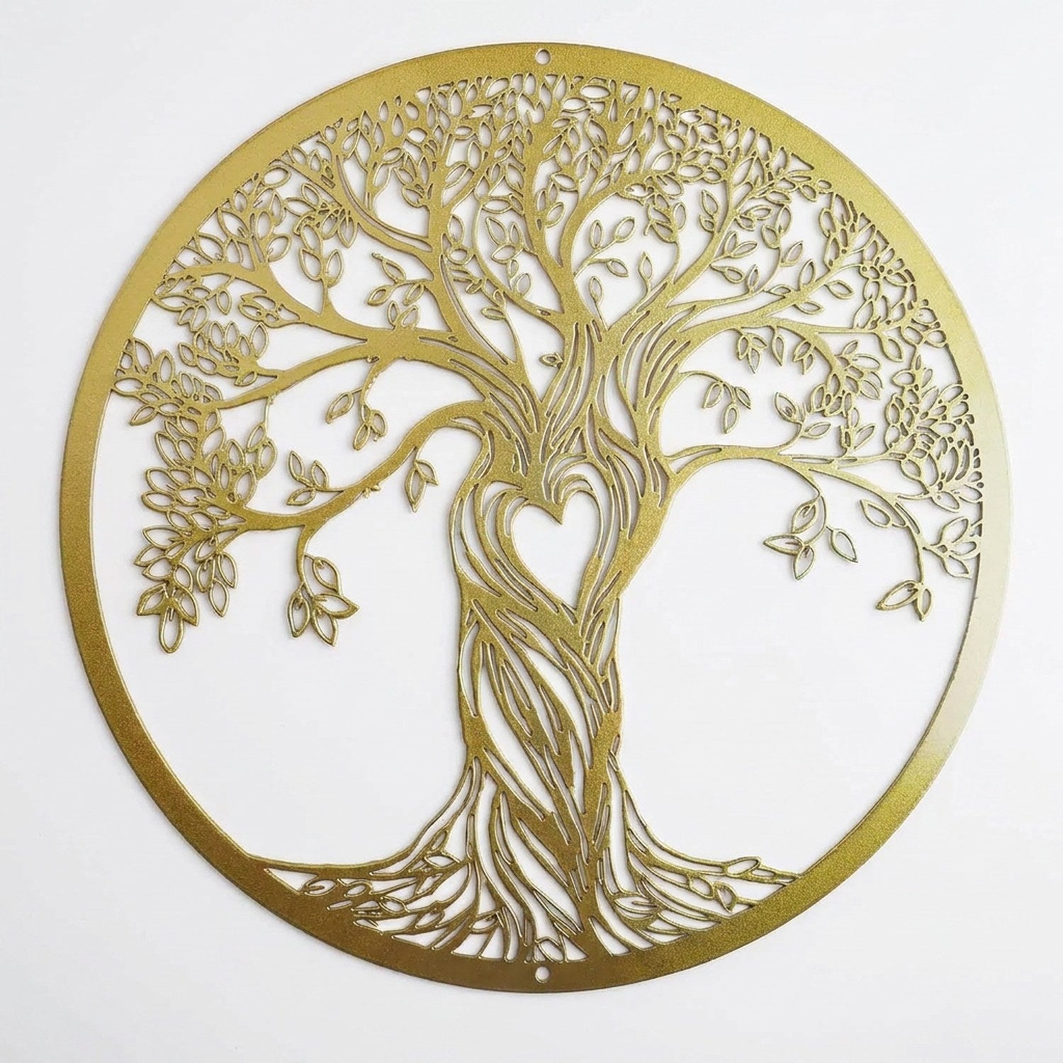 Sculpture murale dorée motif arbre de vie en métal découpé
