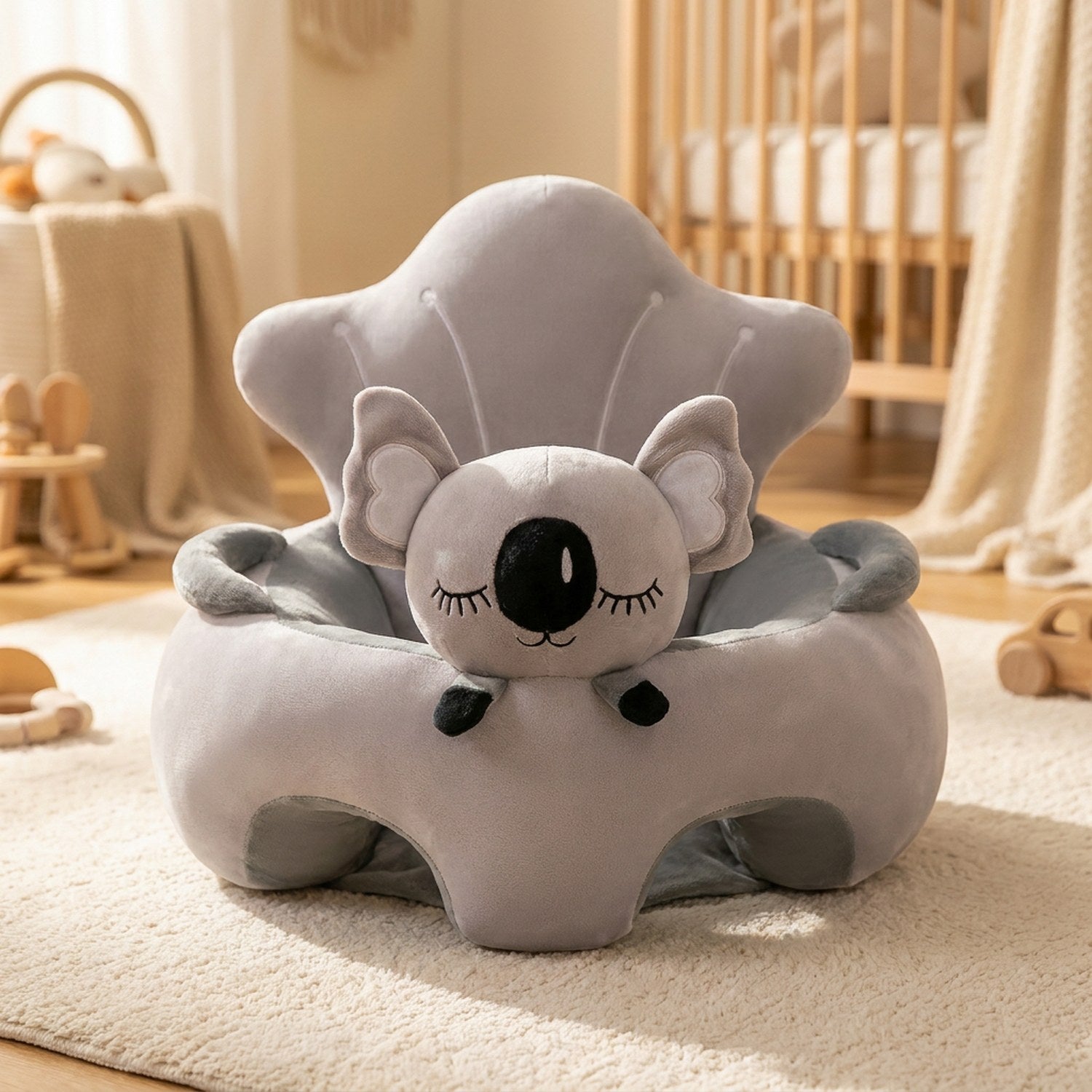 Siège de soutien bébé en forme de koala gris en peluche