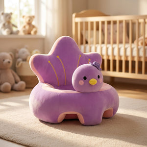 Siège de soutien bébé en forme d'oiseau violet en peluche