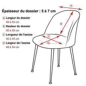 Schéma des mesures de dossier et d'assise compatibles avec la housse de chaise