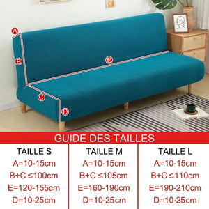 Guide des tailles S M et L pour la housse de canapé lit futon en centimètres