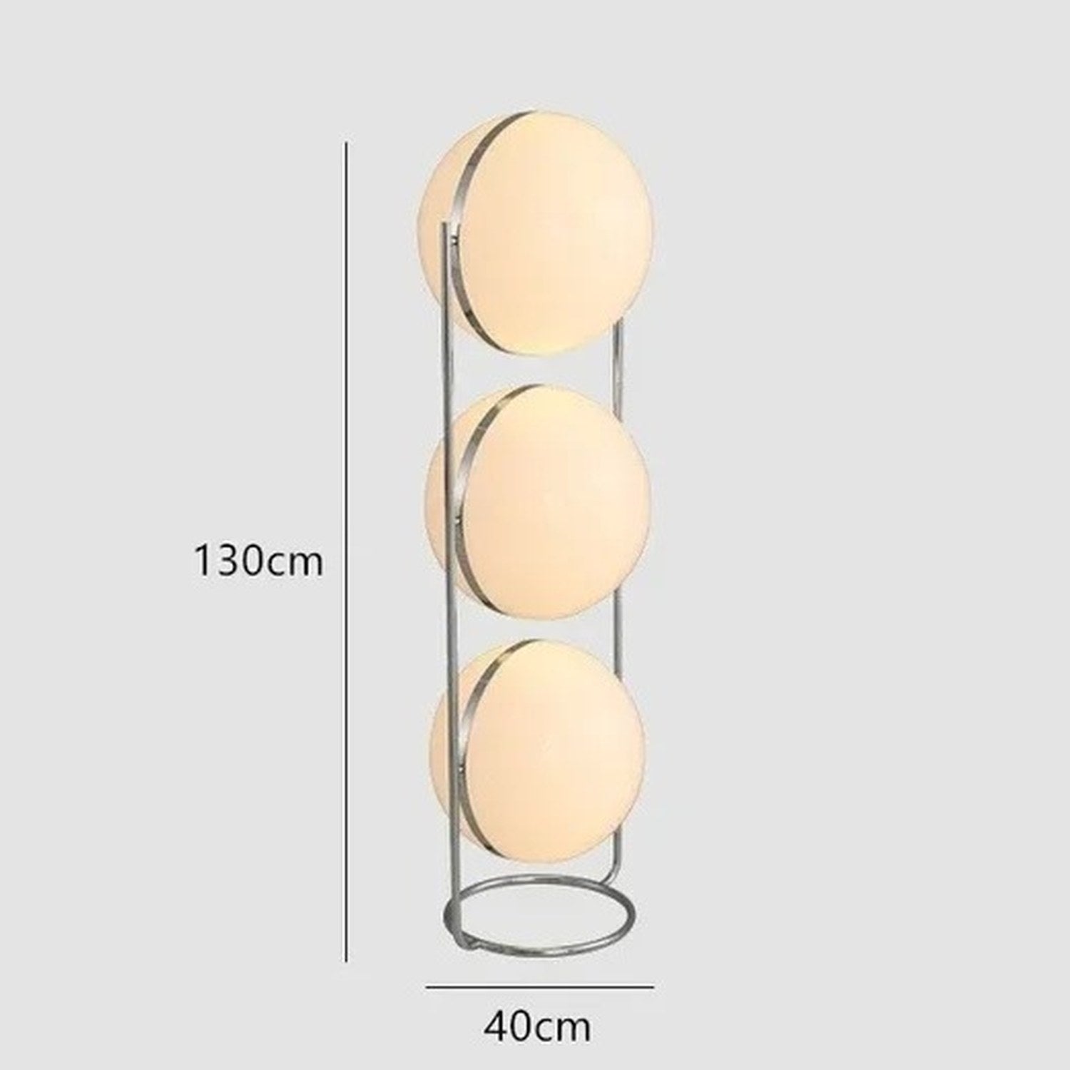 Schéma dimensions lampadaire 3 boules 130 cm