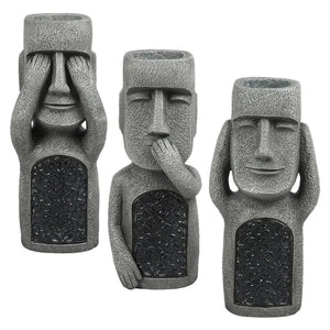 Statues Moai île de Pâques en résine vue de profil fond blanc
