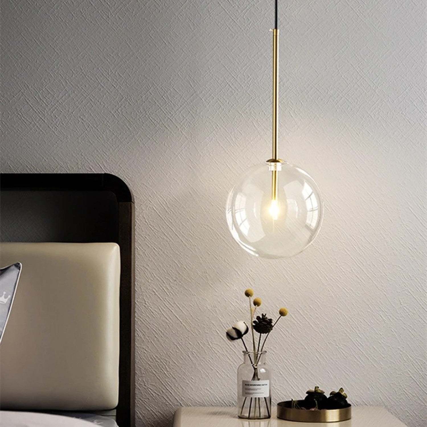 Suspension boule verre installation montage plafond