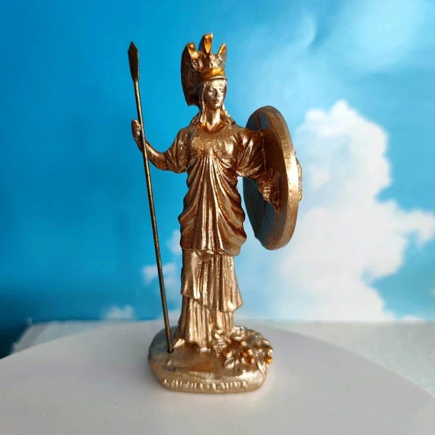 Statue Athéna résine dorée finition antique vue 0