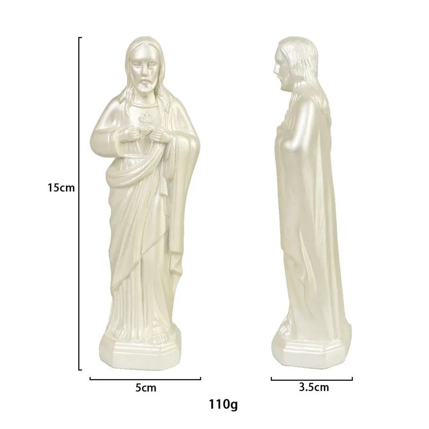 Dimensions statue Sacré-Cœur taille S 15cm hauteur 5cm largeur