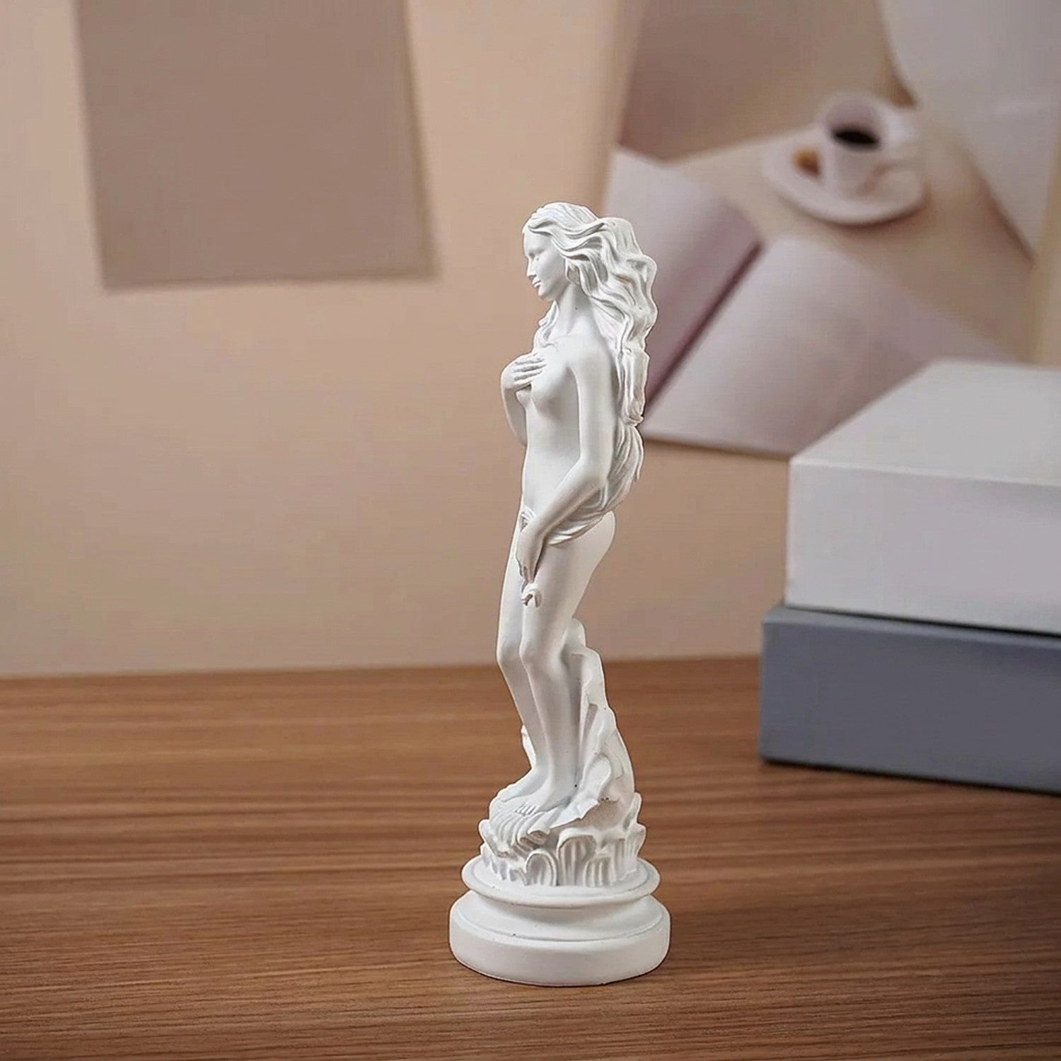 Figurine déesse Vénus blanche résine vue de côté décoration bureau