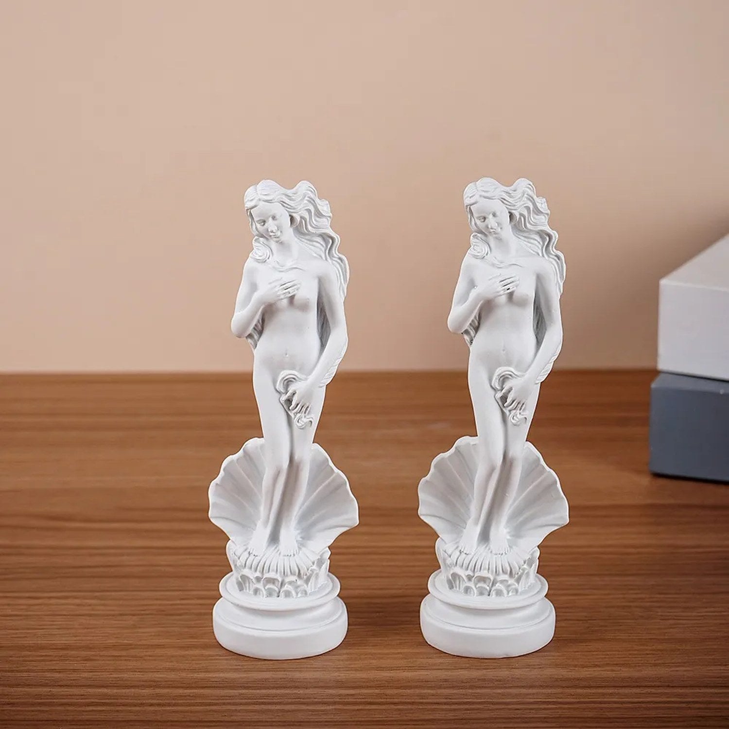 Deux statues Vénus résine blanche côte à côte décoration maison