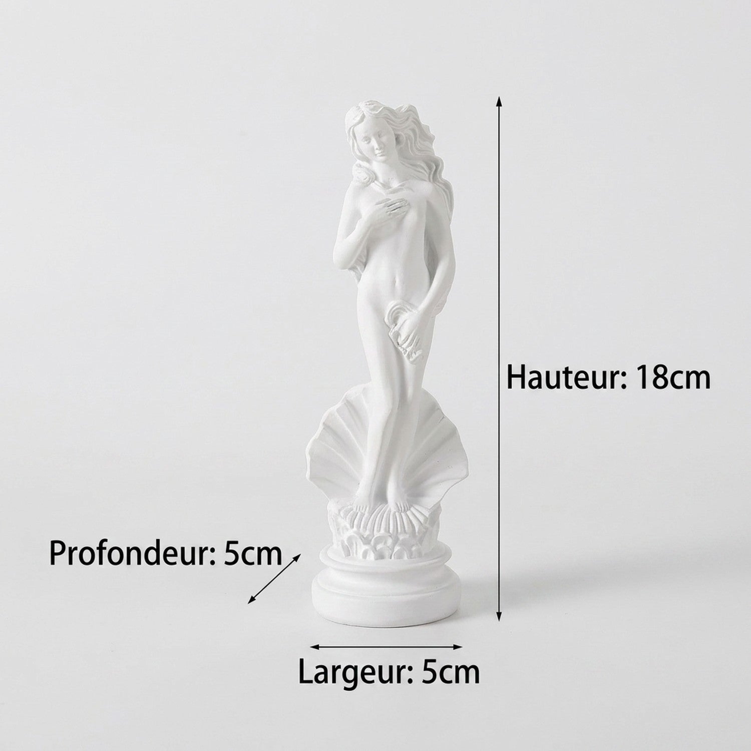 Dimensions statue Vénus résine blanche hauteur 18 cm largeur 5 cm