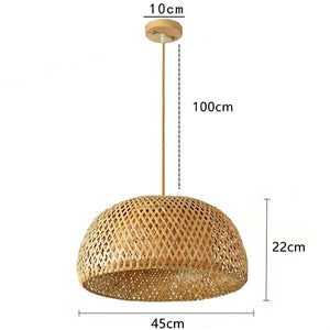 Schéma de dimensions suspension bambou 45 cm diamètre