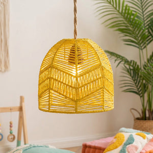 Suspension bambou rotin coloris Jaune ambiance chaleureuse