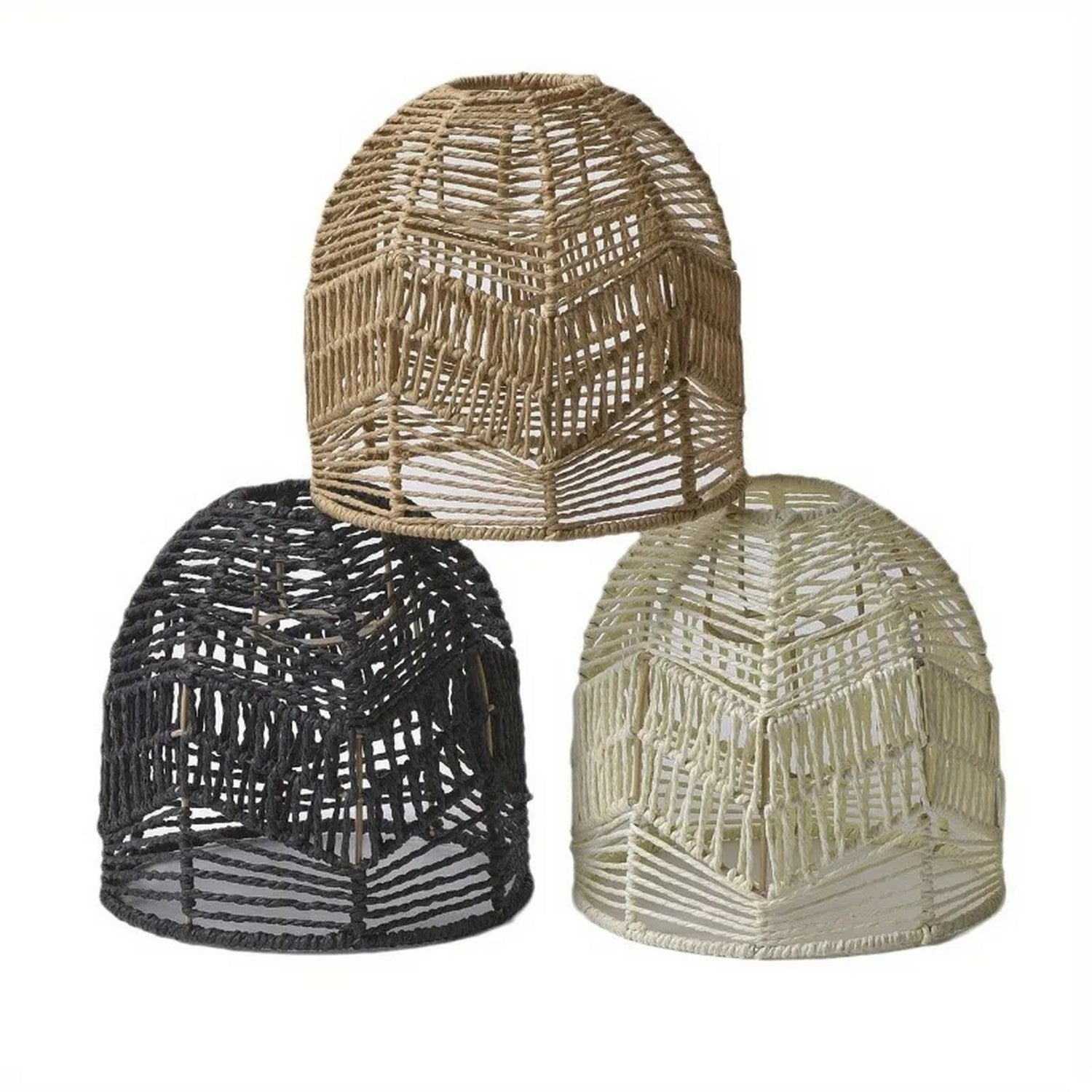Suspension bambou rotin naturel vue produit intérieur