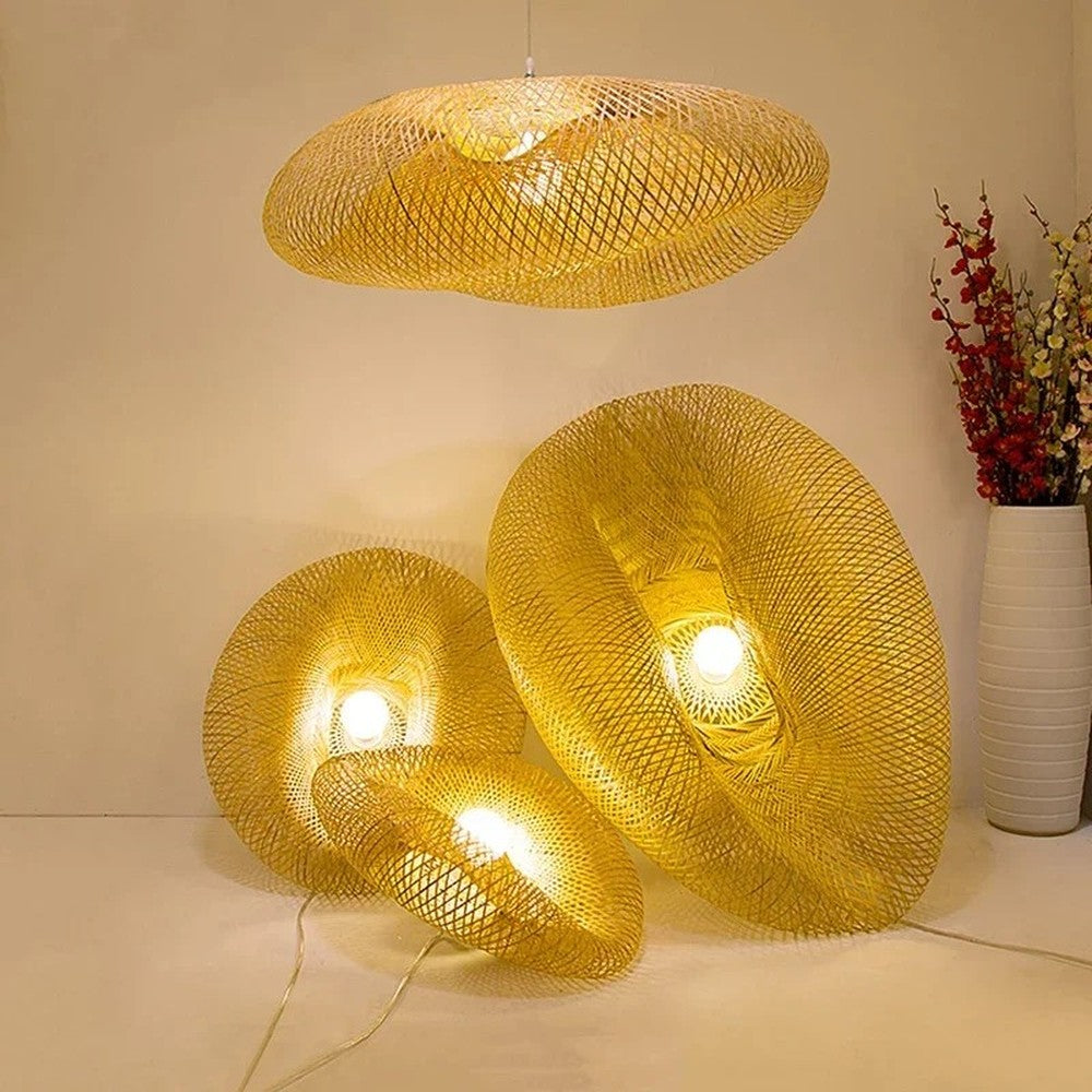 Suspension bambou vintage, câble au choix parmi 4 couleurs