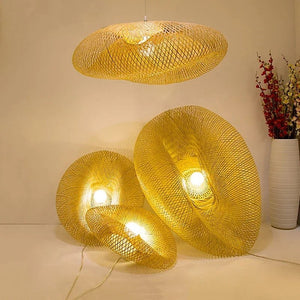Suspension bambou vintage, câble au choix parmi 4 couleurs
