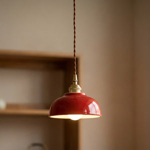 Suspension céramique variante rouge allumée