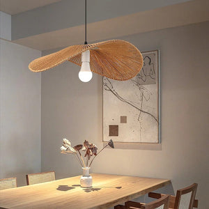 Luminaire suspension bohème tressé main, texture chanvre naturel