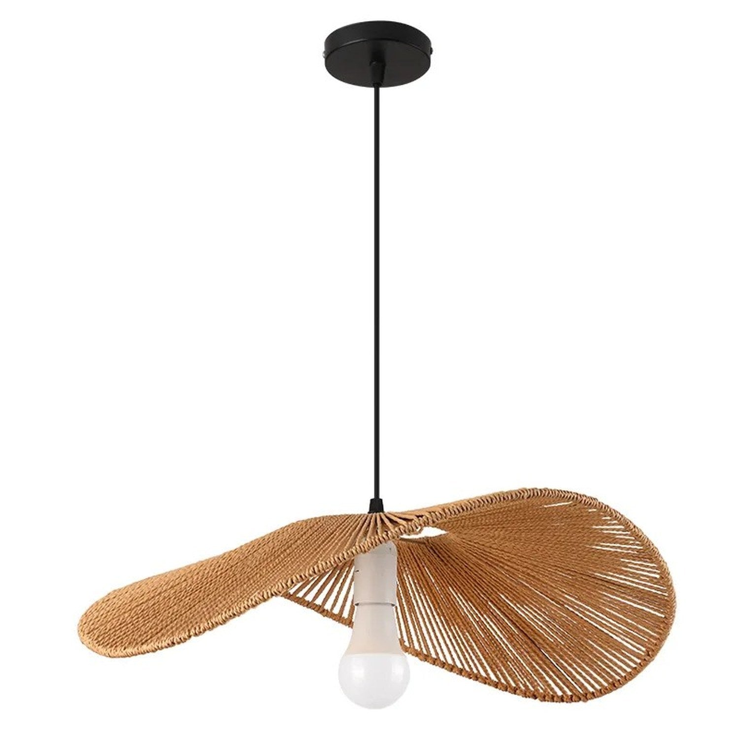 Suspension boho rétro en corde de chanvre tressée, éclairage intérieur