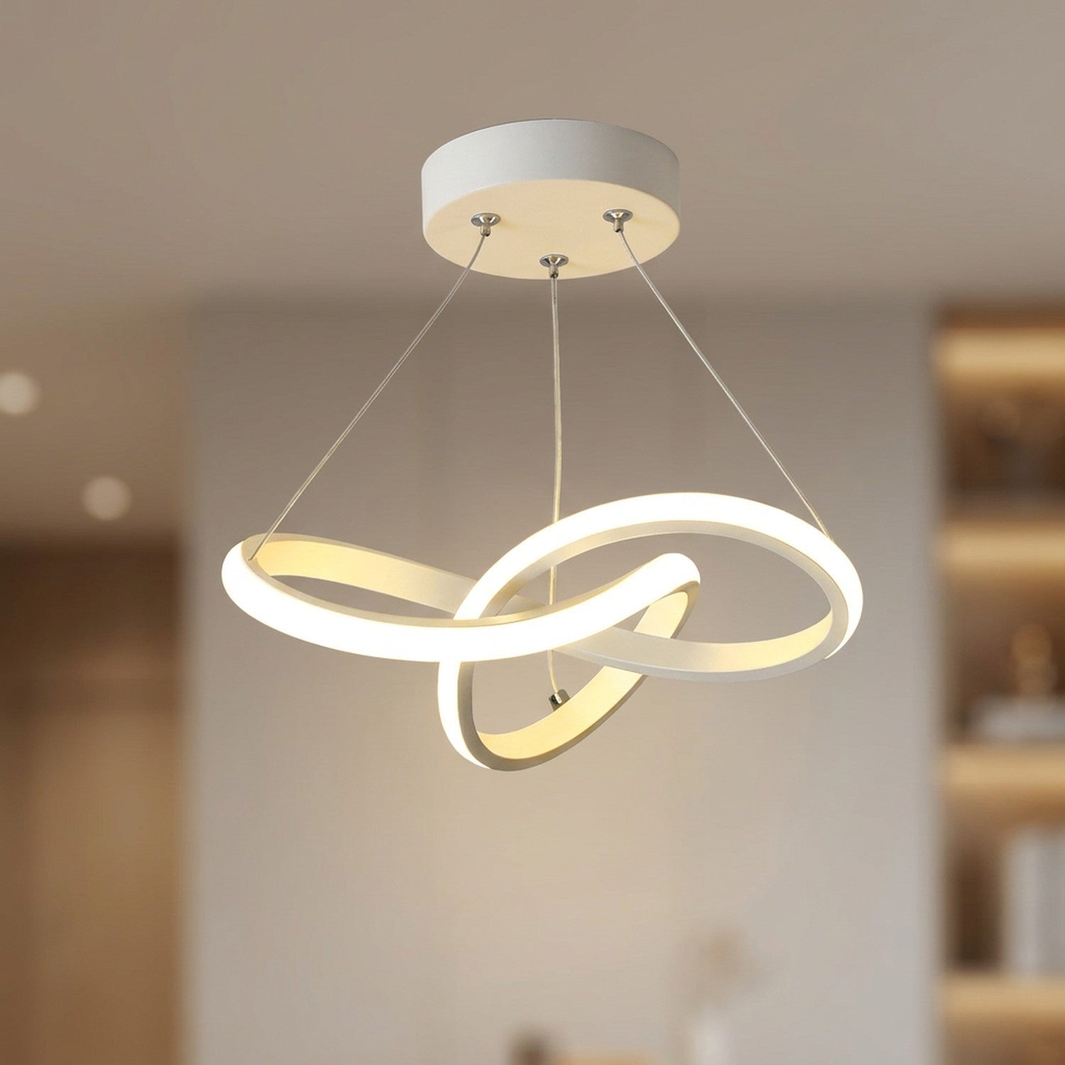 Suspension LED nordique coloris blanc allumée
