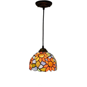 Suspension marocaine en verre mosaïque colorée vue de côté