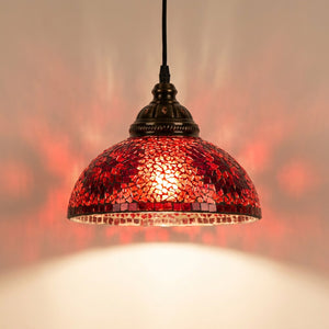 Suspension marocaine en mosaïque de verre couleur Rouge allumée