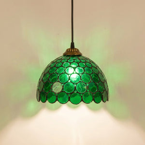 Suspension marocaine en mosaïque de verre couleur Verte allumée