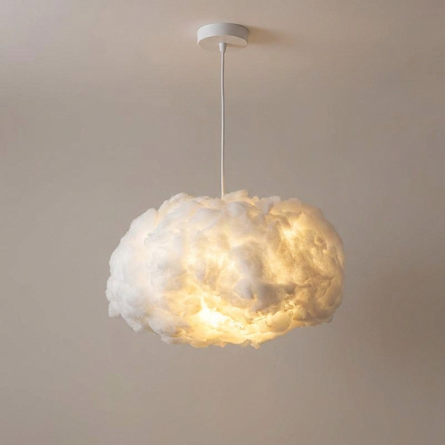 Suspension nuage LED 30cm fond gris neutre