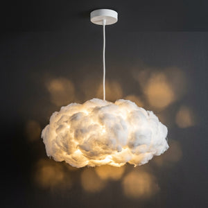 Suspension nuage LED 50cm fond anthracite bokeh doré
